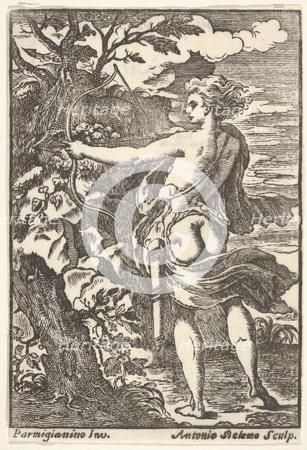 Callisto hunting with drawn bow, after Parmigianino), 1720-1740. Creator: Antonio Belemo.