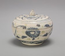 Covered Box with Lotus Bud Knob and Lotus Flower Motif on Lid, 15th century. Creator: Unknown.