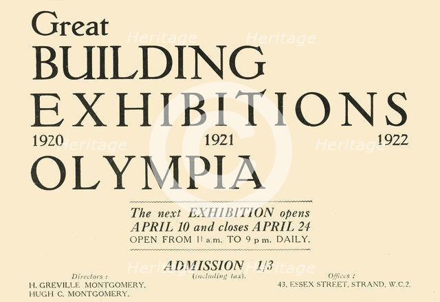 'Great Building Exhibition - Olympia', 1920. Creator: Unknown.