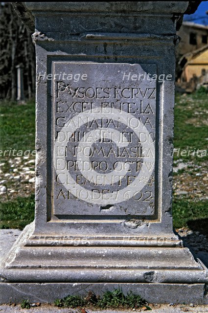 Way of the Sacro Monte. The Ganapanes Cross in the via crucis, erected in memory of Christian mar…