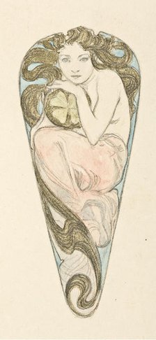 Projet de miniature pour pendentif d'une grande agrafe de corsage, c. 1900. Creator: Mucha, Alfons Marie (1860-1939).