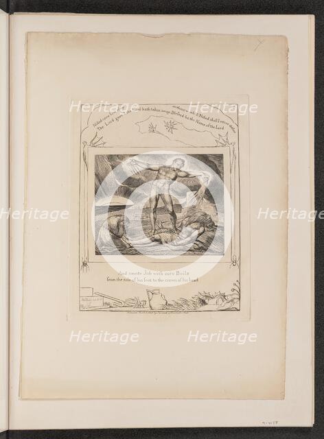 Satan Smiting Job with Boils, 1825. Creator: William Blake.