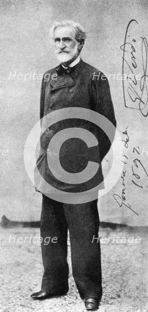 Giuseppe Verdi, Italian Romantic composer, aged 84, 1897. Artist: J Milne