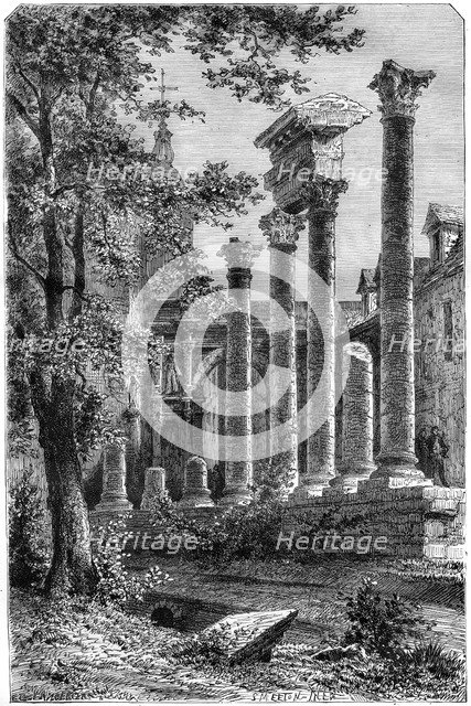 Remains of a Roman theatre at Besancon, France, 1882-1884.Artist: Smeeton