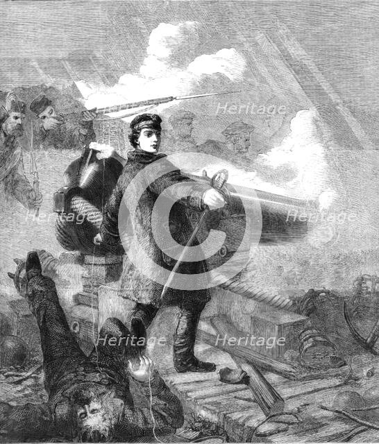 "Gallant Act of Commander W. N. Hewlett before Sebastopol", by Desanges, in the Victoria..., 1861. Creators: Unknown, Louis William Desanges.