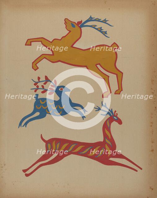 Drawing for Plate 3: From Portfolio "Folk Art of Rural Pennsylvania", c. 1939. Creator: Unknown.