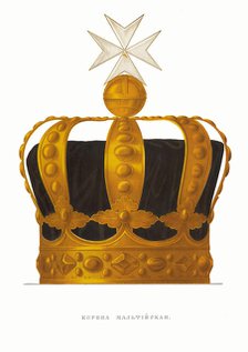 The Maltese crown of Tsar Paul I. From the Antiquities of the Russian State, 1849-1853. Creator: Solntsev, Fyodor Grigoryevich (1801-1892).