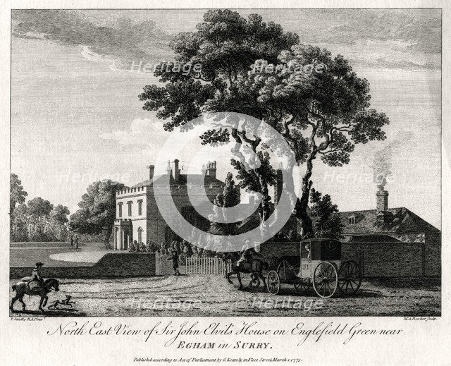 'North East View of Sir John Elvil's House on Englefield Green near Egham in Surry', 1775. Artist: Michael Angelo Rooker