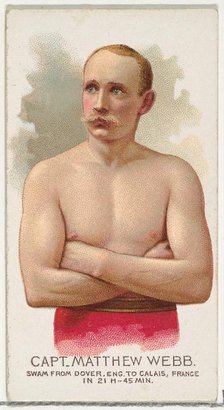 Captain Matthew Webb, Swam from Dover, England to Calais, France, from World's Champions, ..., 1888. Creator: Allen & Ginter.