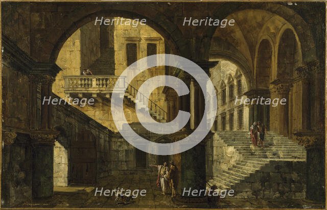 Courtyard in a Renaissance House, c18th century. Creator: Michele Marieschi.