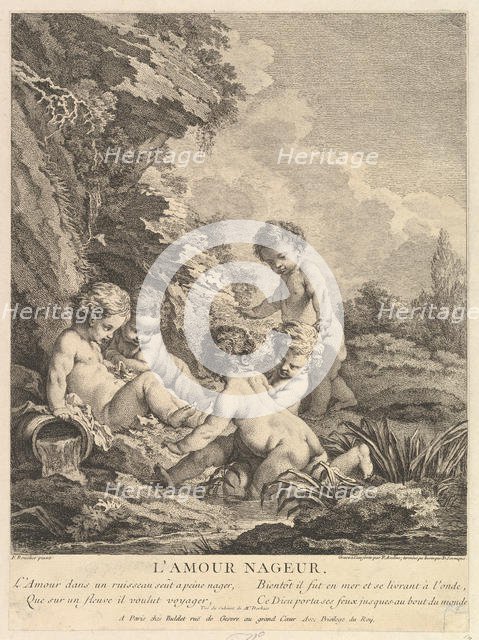 Child Swimming, ca. 1741. Creators: Dominique Sornique, Pierre Alexandre Aveline.