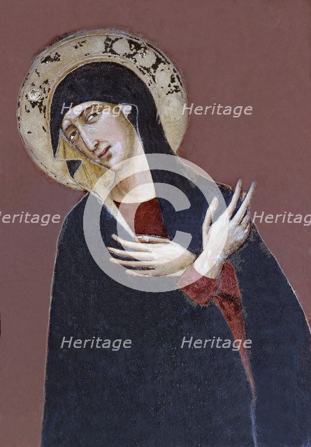 Detail of the Virgin of the crucifixion, 1834, work by Bonifazio Senese.