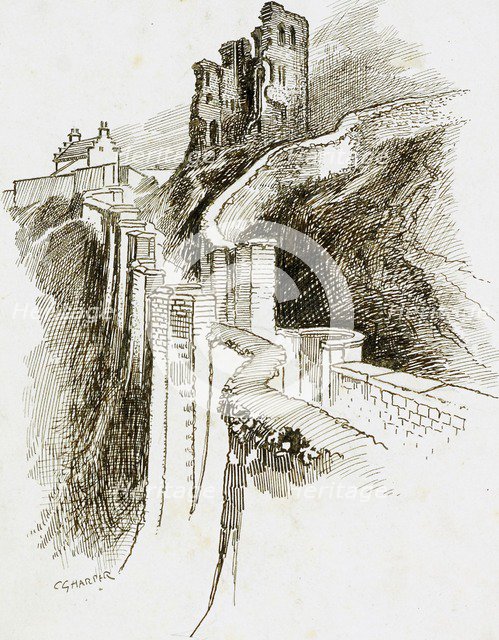 Scarborough Castle, North Yorkshire, 1892-1933. Artist: Charles George Harper.