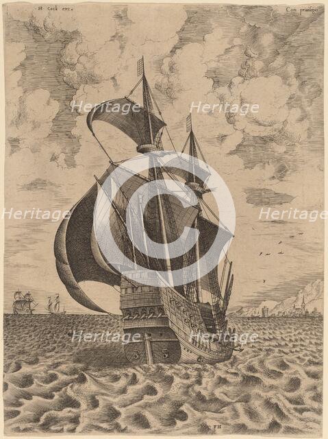 Armed Four-Master Sailing towards a Port, 1565. Creator: Frans Huys.