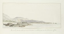View of the coast at Taormina with lava stream, 1778. Creator: Louis Ducros.