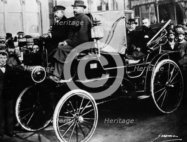 Gottlieb Daimler in a Canstatt Daimler, 1896. Artist: Unknown