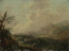 Landscape with Resting Shepherd, 18th century. Creator: Johann Wilhelm Becker.