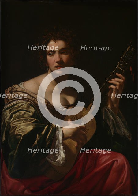 Woman Playing a Guitar, ca. 1618. Creator: Simon Vouet.