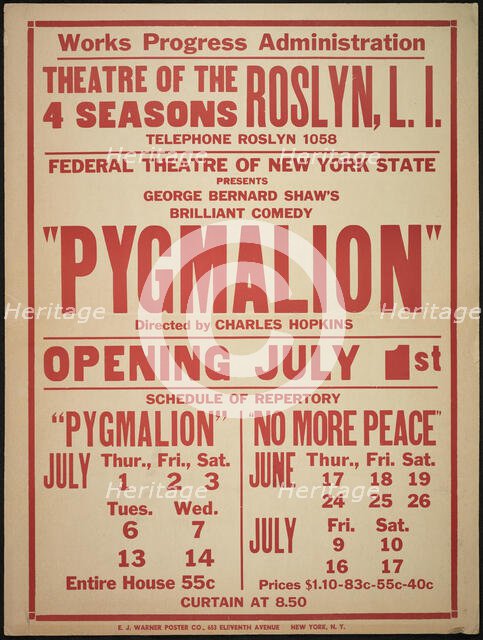 Pygmalion, Roslyn, NY, 1937. Creator: Unknown.