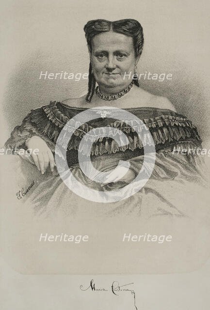 María Cristina de Borbón of the Two Sicilies (1806-1878), Queen of Spain, 1869. Creator: Jose Cuevas.