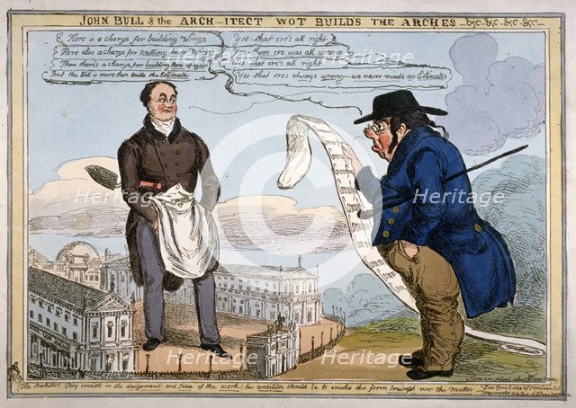 'John Bull & the arch-itect wot builds the arches - &c - &c - &c - &c', 1829. Creator: William Heath.