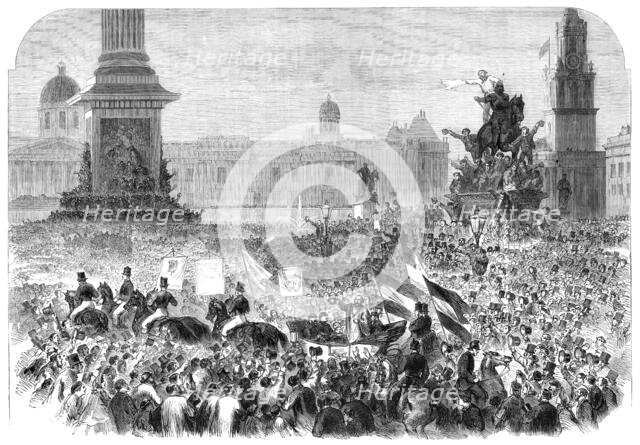 Garibaldi's visit to London: arrival at Charing-Cross, 1864. Creator: Unknown.