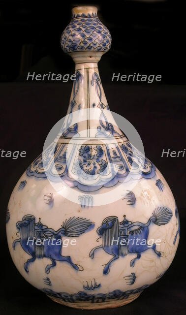 Bottle with Running Quadrupeds, Iran, 17th century. Creator: Unknown.