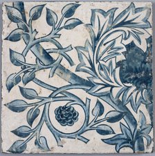 Blue floral motif. Tile, 1870s-1880s. Creator: Morris, William (1834-1896).
