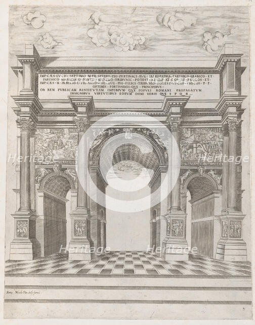 Speculum Romanae Magnificentiae: Arch of Septimus Severus, 16th century., 16th century. Creator: Anon.