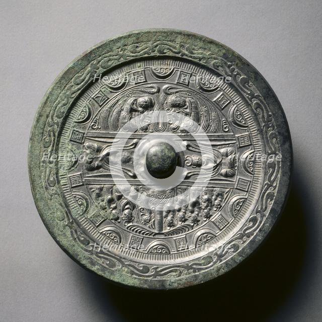 Mirror Featuring Deities and Kings in Three Sections..., late 2nd-early 3rd century. Creator: Unknown.