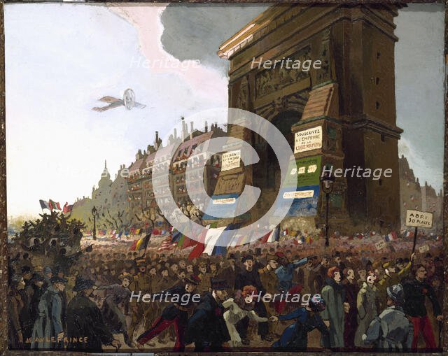 Boulevard and Porte de Saint-Denis, November 11, 1918. Creator: Jean Baptiste Le Prince.