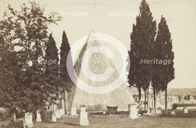 Pyramid of Gaius (Caius) Cestius from the southeast, Rome, between 1870-1880.  Creator: Unknown.