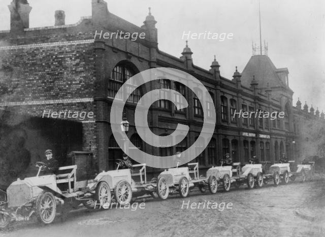 1906 Ariel cars outside factory. Creator: Unknown.