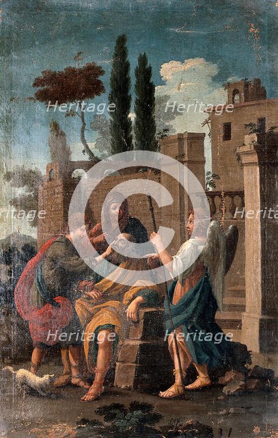 Tobias curing the blindness of Tobit, with Anna and Raphael. Creator: After G. Zocchi..