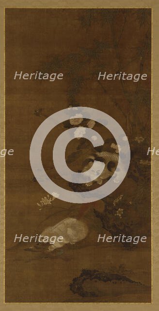 Cats, birds, and flowers, 15th century. Creator: Unknown.