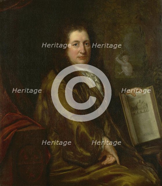 Portrait of Caspar Commelin, bookseller, newspaper publisher and author of the official history of A Creator: David van der Plas.