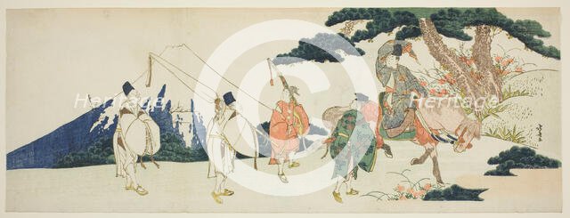 The Eastern Journey of the Celebrated Poet Ariwara no Narihira, Japan, c. 1806. Creator: Hokusai.