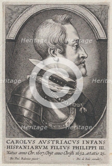 Portrait of Charles of Austria, Infante of Spain, in profile to the right, ca. 1650. Creator: Pieter de Jode II.