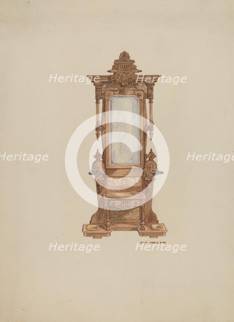 Hall Tree, of Mahogany, 1937. Creator: Randolph F Miller.