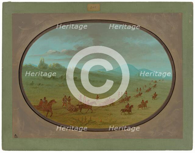 Halsey's Bluff - Sioux Indians on the March, 1861/1869. Creator: George Catlin.