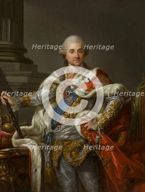 Portrait of Stanislaus Augustus Poniatowski in Coronation Robes, c1790. Creator: Marcello Bacciarelli.