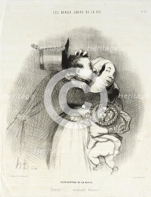 Rencontre de la payse, 1844. Creator: Honore Daumier.