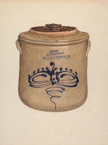 Crock with Cover, c. 1938. Creator: Yolande Delasser.