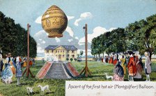 First ascent of Mongolfier hot air balloon, 21 November 1783. Artist: Unknown
