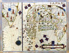 Nautical chart of Japan and Korea, 1568. Creator: Vaz Dourado, Fernão (c. 1520-c. 1580).