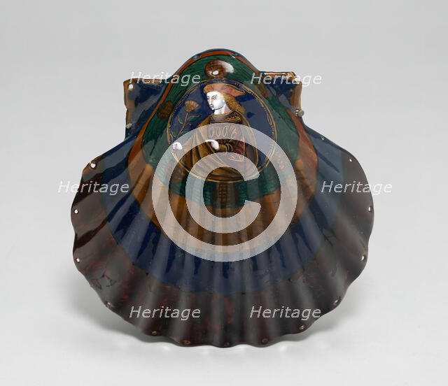 Pair of Shells with Portraits Forming a Purse, Limoges, Early 16th century or 19th century. Creator: Limoges Pottery and Porcelain Factories.