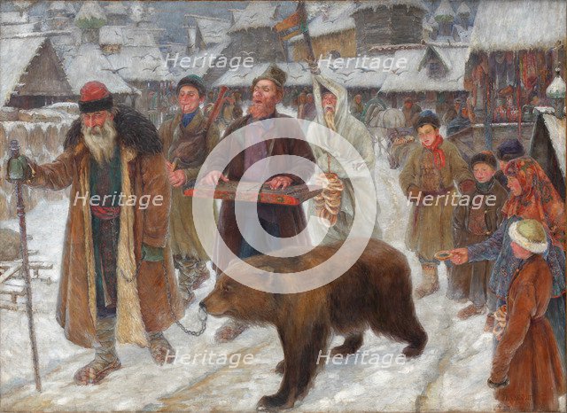 The Song of the skomorokhs, 1910. Artist: Subbotin (Permyak), Pyotr Ivanovich (1886-1923)