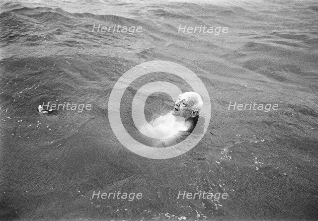 Old man bathing in Öresund, Landskrona, Sweden 1966. Artist: Unknown