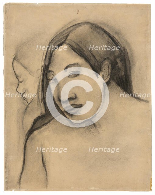 Heads of Tahitian Women, Frontal and Profile Views, 1891/93. Creator: Paul Gauguin.