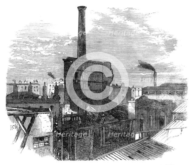 Ruins of the Patent Steam Wheel-Works, Pimlico, destroyed by fire, 1864. Creator: Unknown.